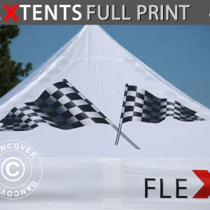 Bedruckte Dachplane mit Volant für Faltzelt FleXtents® PRO 4x4m