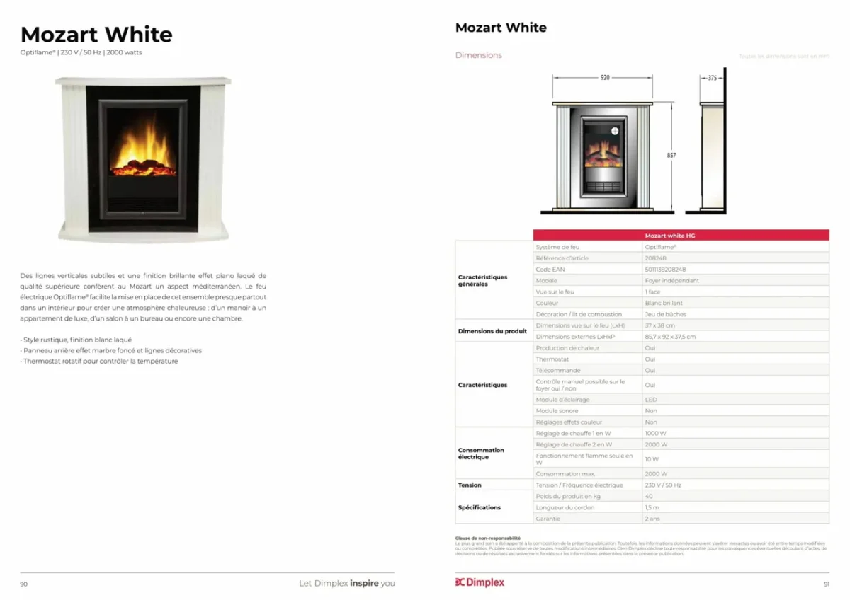 Cheminée électrique Mozart White – Image 8