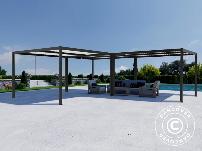 Bioklimatischer pergola pavillon San Pablo Alu+, 3x4m, 4x4m, 3x5,8m, Schwarz/Weiß, 3 Stk. – Image 4