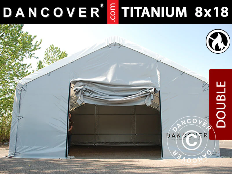 Zelthalle Titanium 8x18x3x5m, Weiß/Grau